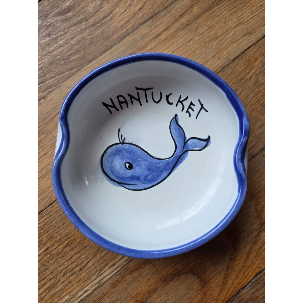 Vintage Italian made ceramic catch all tray Nantucket trinket tray dish whale